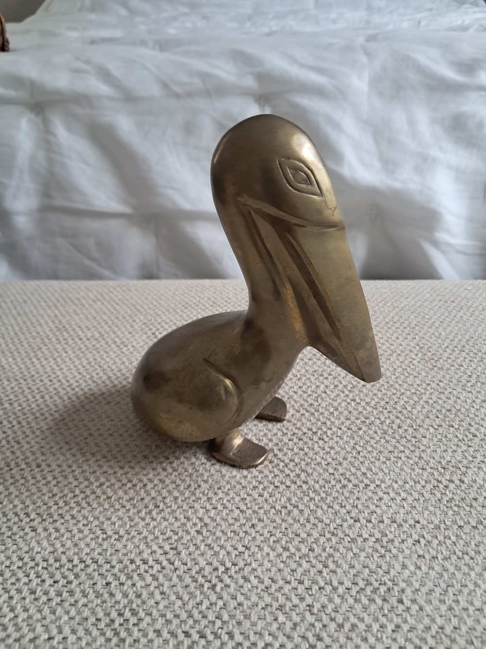 Vintage Brass Pelican Figurine Accent - Decorative Sculpture